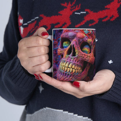 Crochet Skeleton Skull Halloween -Ceramic Mug 11oz