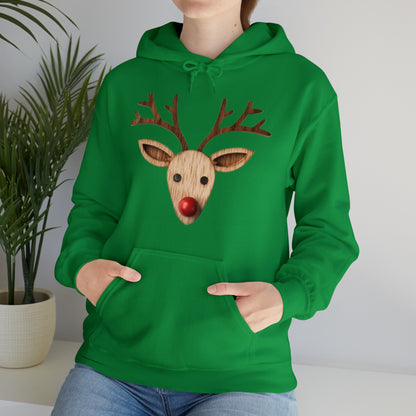 Red Reindeer Nose Christmas Classic Winter Season - Green - Unisex Heavy Blend™ Hooded Sweatshirt