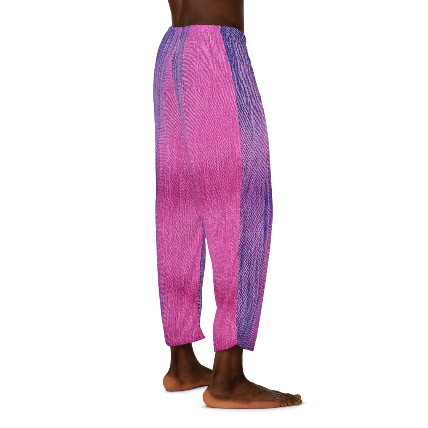 Dual Delight: Daydream de mezclilla mitad rosa y azul - Pantalones de pijama para hombre (AOP) 