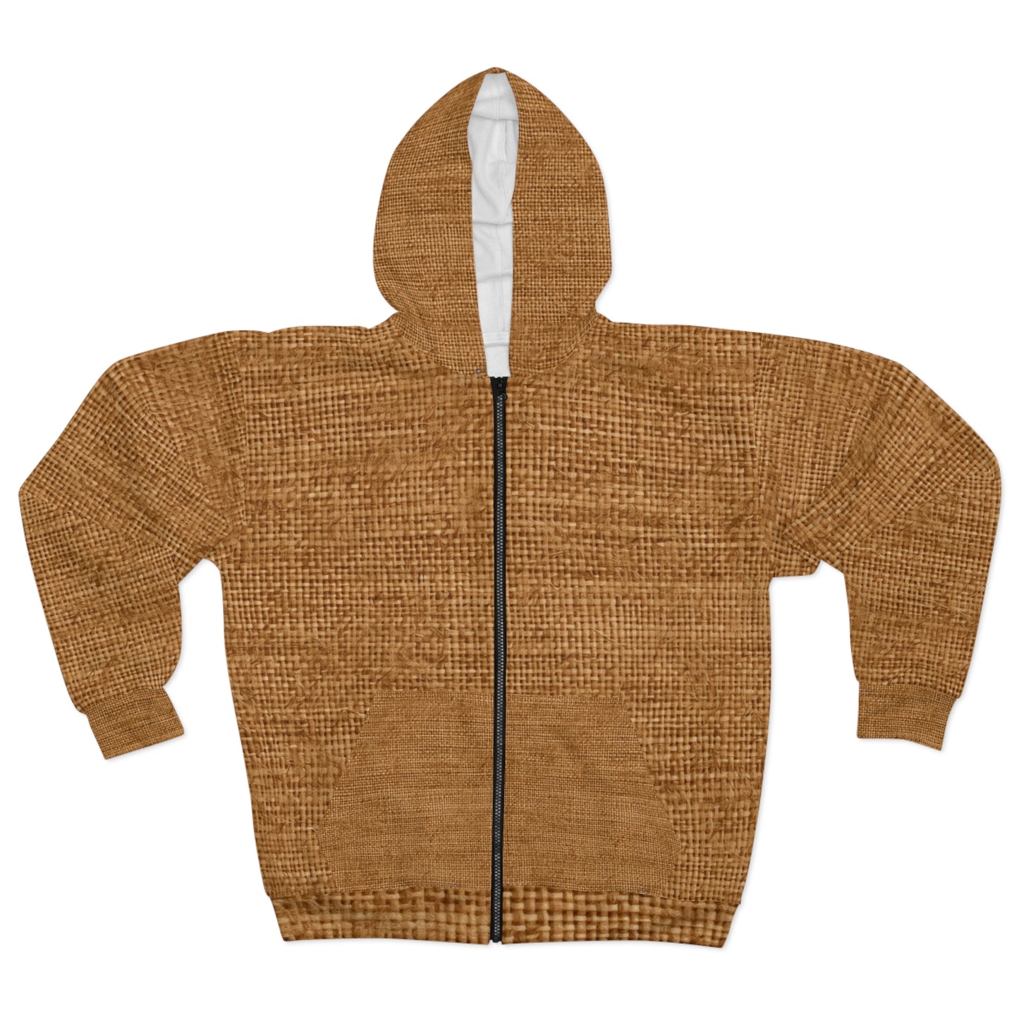 Brown Light Chocolate: Denim-Inspired Elegant Fabric - Unisex Zip Hoodie (AOP)