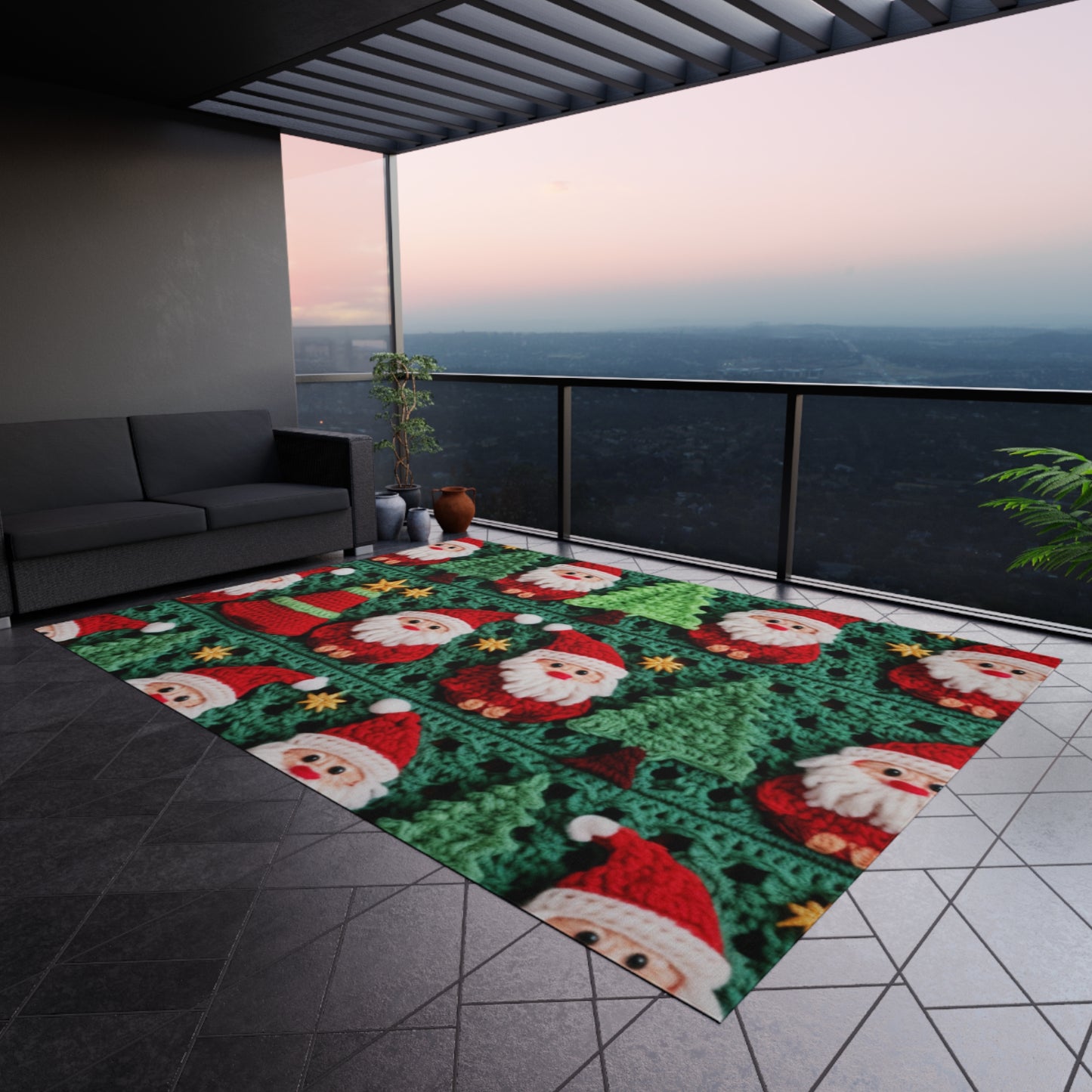 Santa Claus Crochet Pattern, Christmas Design, Festive Holiday Decor, Father Christmas Motif. Perfect for Yuletide Celebration - Outdoor Rug