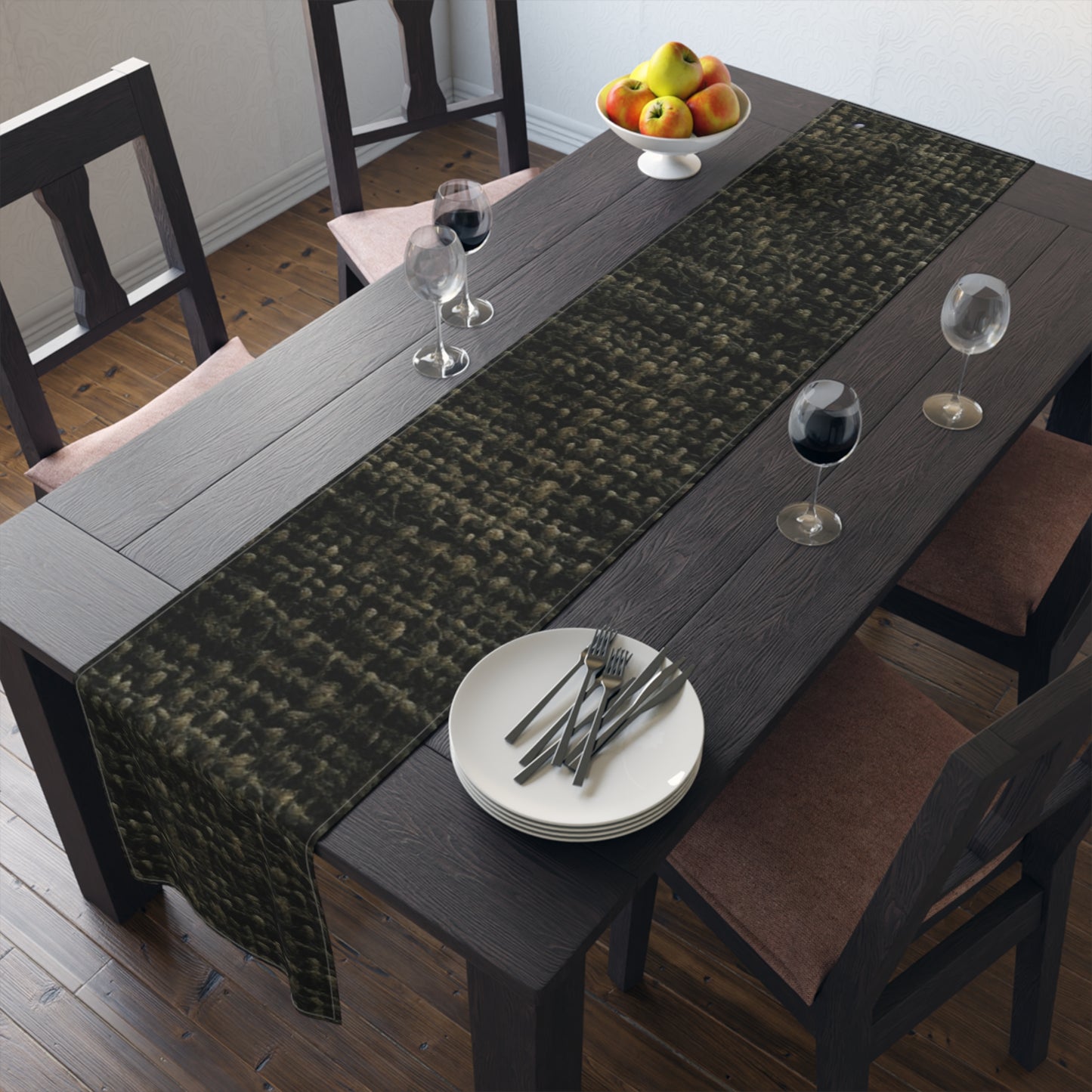 Sophisticated Seamless Texture - Black Denim-Inspired Fabric - Table Runner (Cotton, Poly)