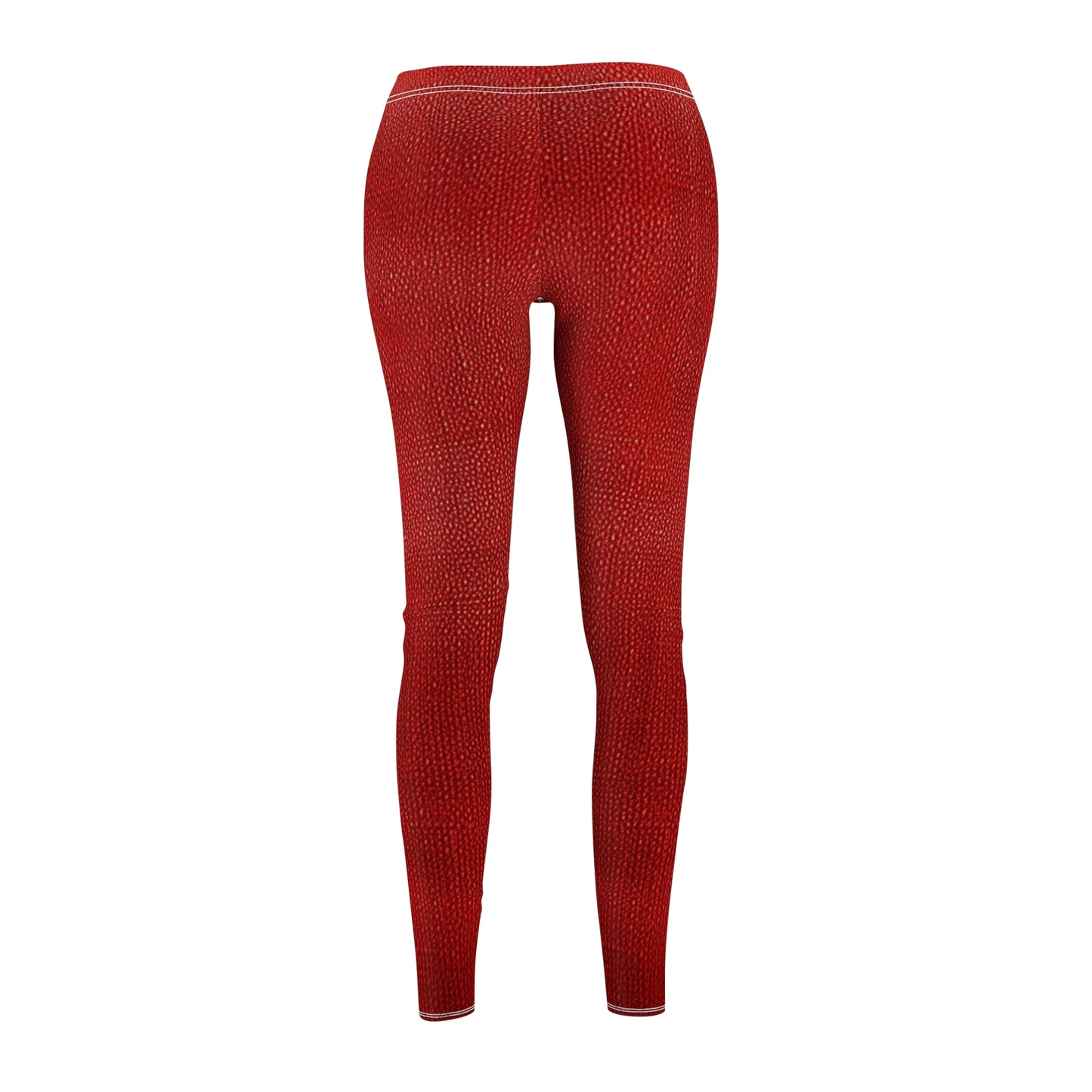 Juicy Red Berry Blast: Denim Fabric Inspired Design - Women's Cut & Sew Casual Leggings (AOP)