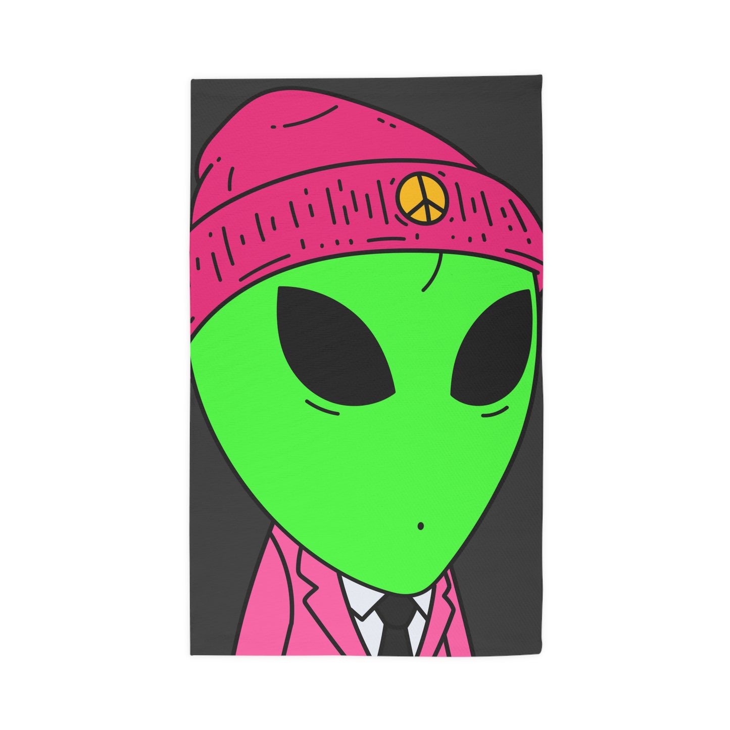 Pink Peace Hat Suit Green Alien Visitor Dobby Rug