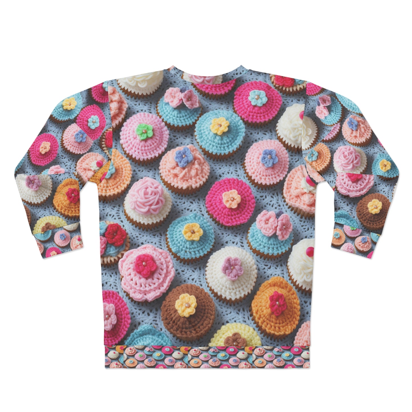 Crochet Cupcake Treat Frosted Cake Dessert Bakery Design - Sudadera unisex (AOP)