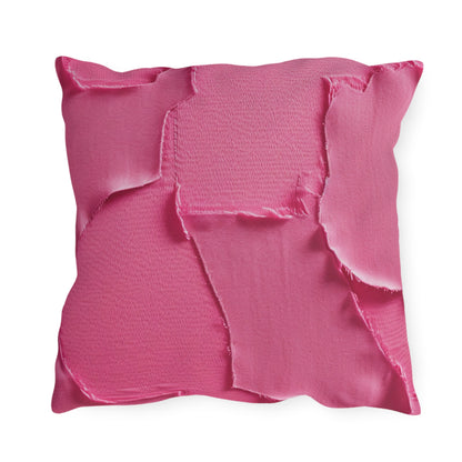 Distressed Neon Pink: Edgy, Ripped Denim-Inspired Doll Fabric - Outdoor Pillows