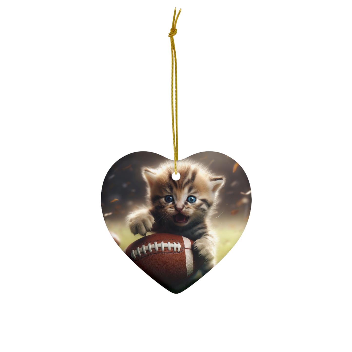 Football Kitten Touchdown: Tabby's Winning Play Sport Game - Ceramic Ornament, 4 Shapes