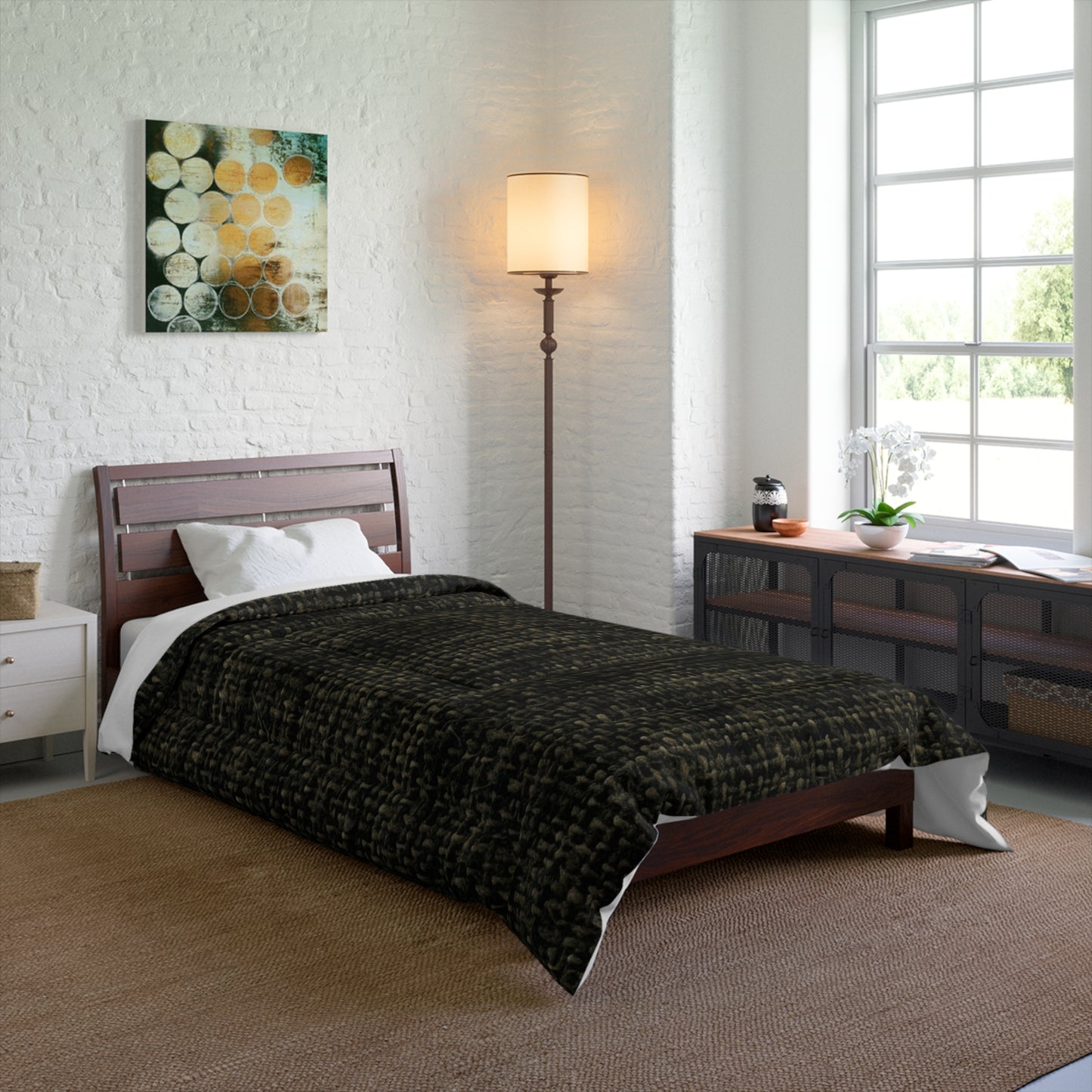 Sophisticated Seamless Texture - Black Denim-Inspired Fabric - Comforter