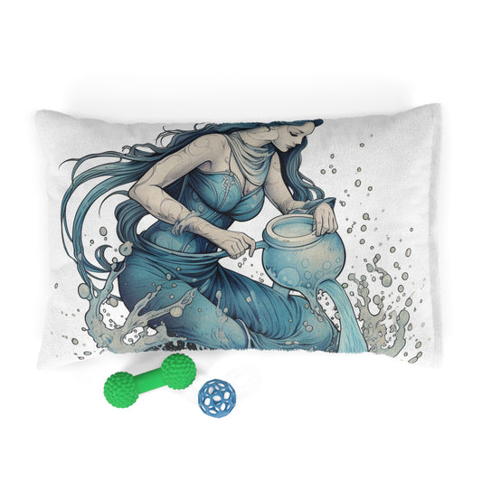Aquarius Zodiac Symbol - Girl Pouring Water, Hand-Drawn Style - Pet Bed