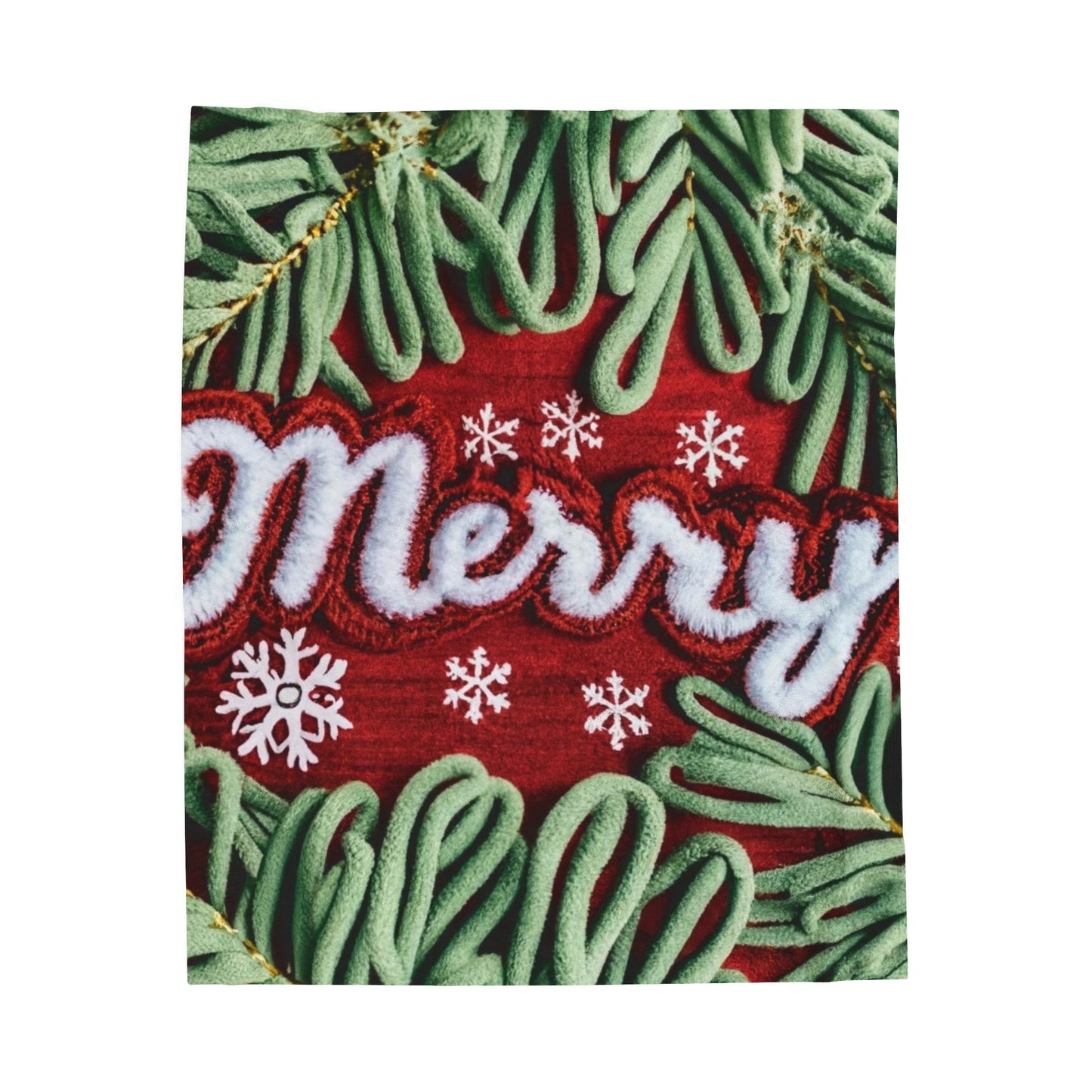 Chenille Patch Festive Design, Holiday Motif, Merry Christmas Theme, Trendy Winter Style - Velveteen Plush Blanket