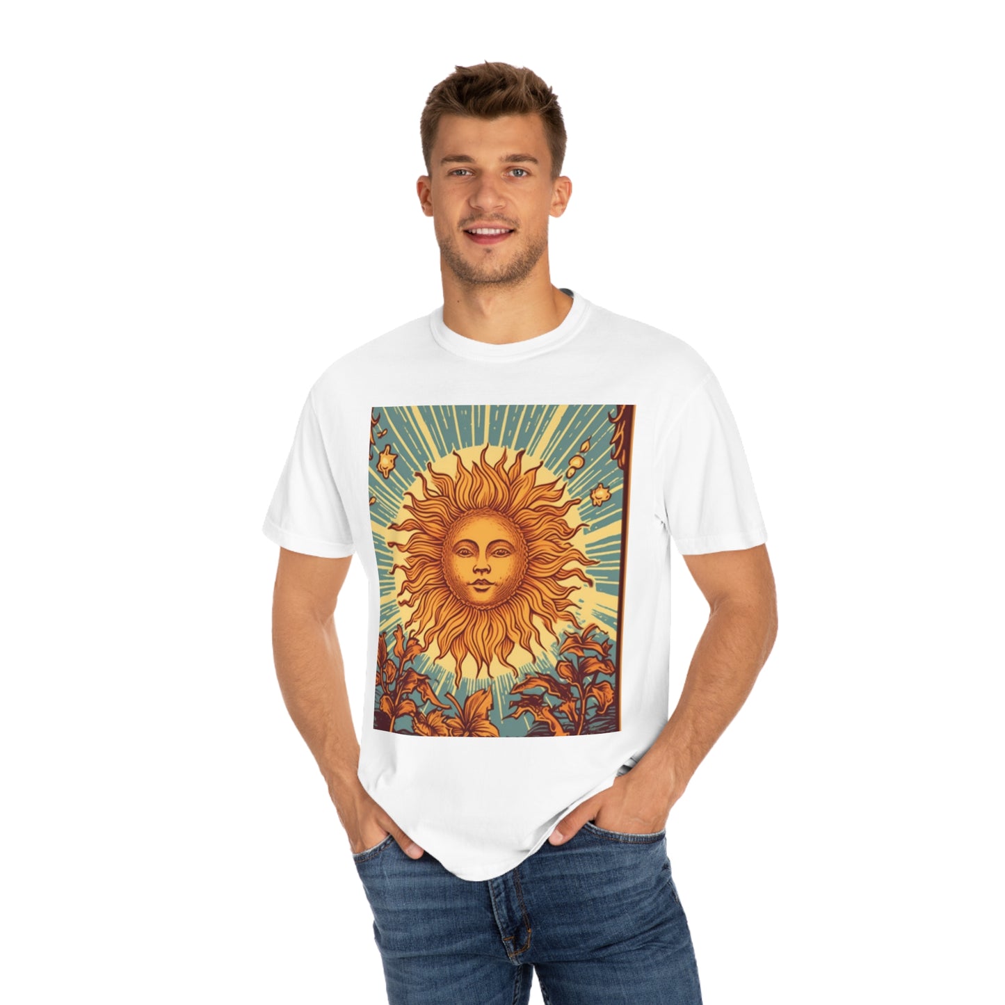 Sun Tarot Card Symbol of Growth, Life, and Radiance - Unisex Garment-Dyed T-shirt