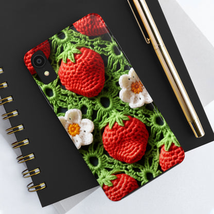 Strawberry Field Crochet - Forever Forest Greens - Fruit Berry Harvest Crop - Tough Phone Cases