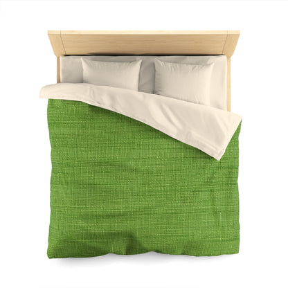 Olive Green Denim-Style: Seamless, Textured Fabric - Microfiber Duvet Cover