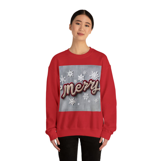 Chenille Patch Yuletide Christmas Sweater, Festive Tees, Merry Christmas Top, Cozy Winter Crewneck