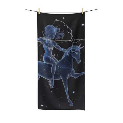 Sagittarius Zodiac in Starlit Universe - Fluorescent Colors - Polycotton Towel