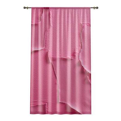 Distressed Neon Pink: Edgy, Ripped Denim-Inspired Doll Fabric - Window Curtain