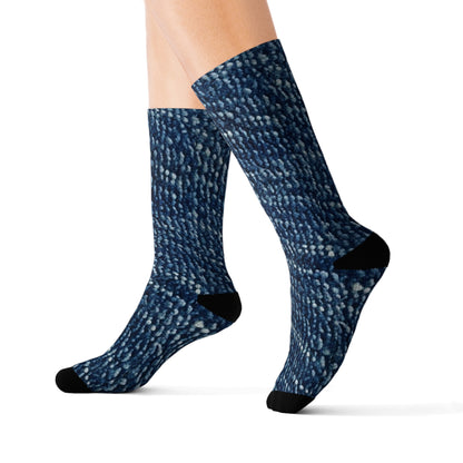 Denim-Inspired Design - Distinct Textured Fabric Pattern - Sublimation Socks