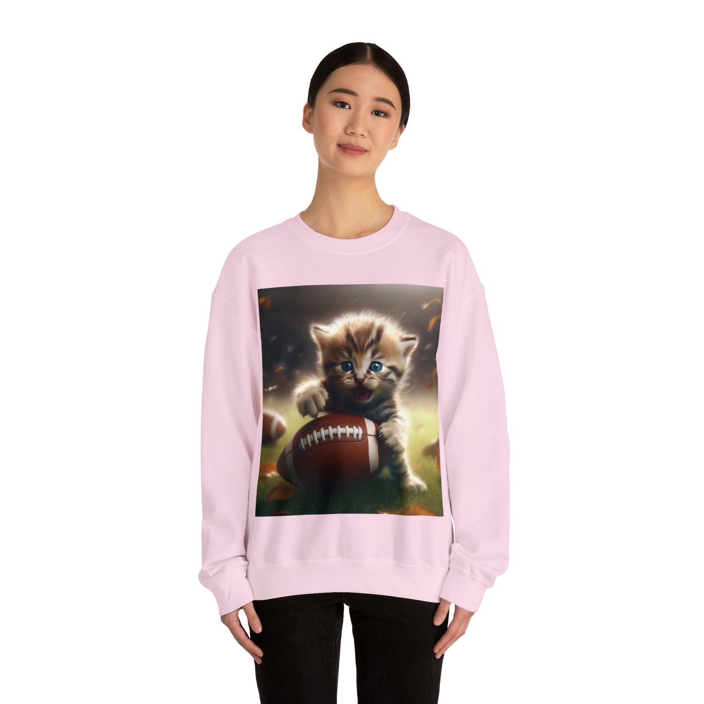 Football Kitten Touchdown: Tabby's Winning Play Sport Game - Unisex Heavy Blend™ Crewneck Sweatshirt