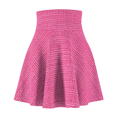 Doll-Like Pink Denim Designer Fabric Style - Women's Skater Skirt (AOP)