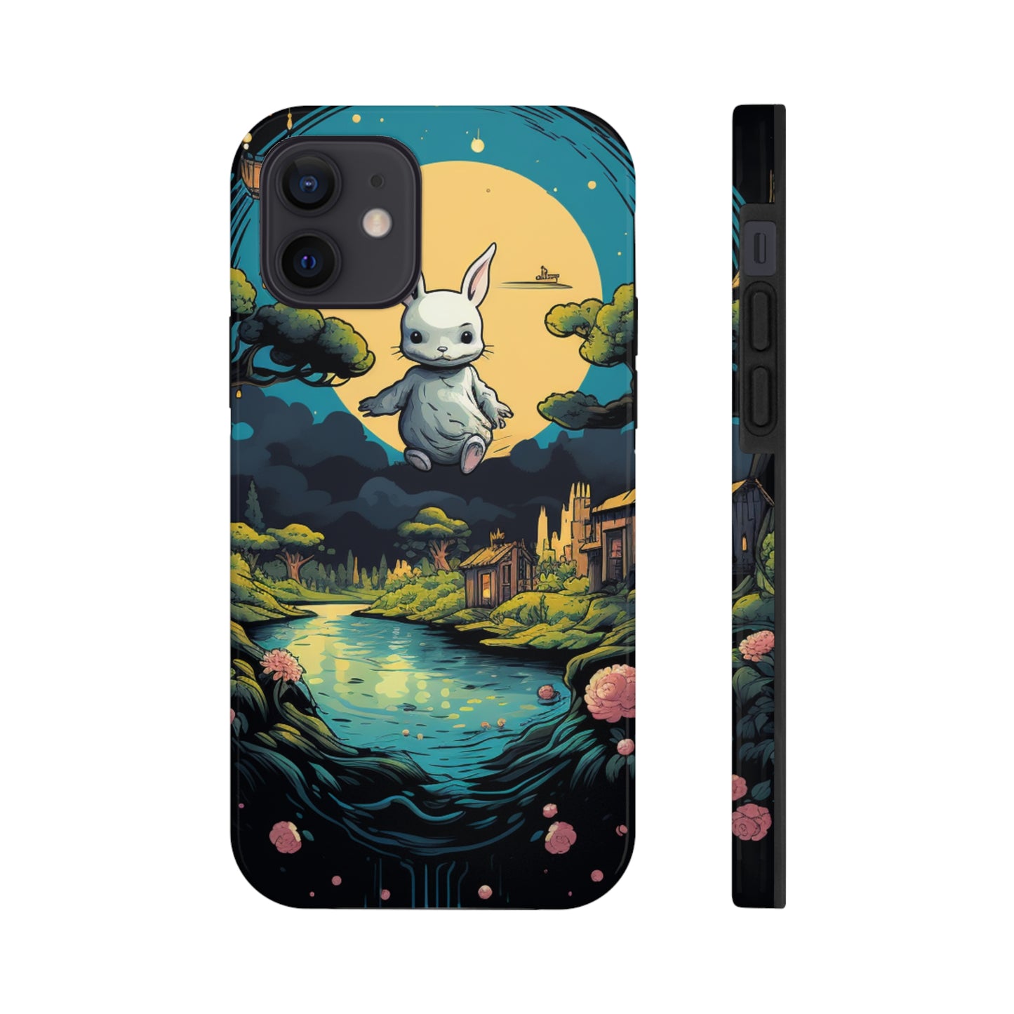 White Rabbit Mystery Psychedelic Fantasy Anime Cartoon Bunny - Tough Phone Cases