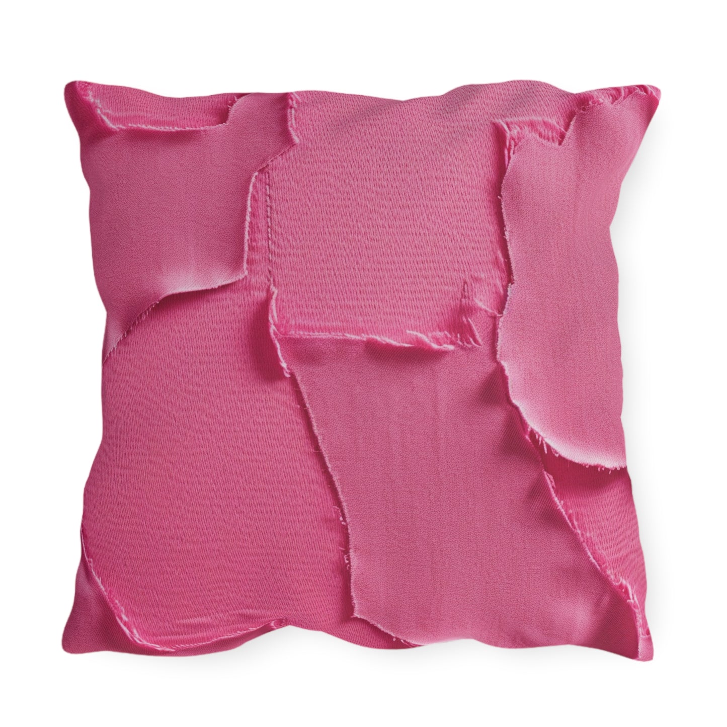 Distressed Neon Pink: Edgy, Ripped Denim-Inspired Doll Fabric - Outdoor Pillows