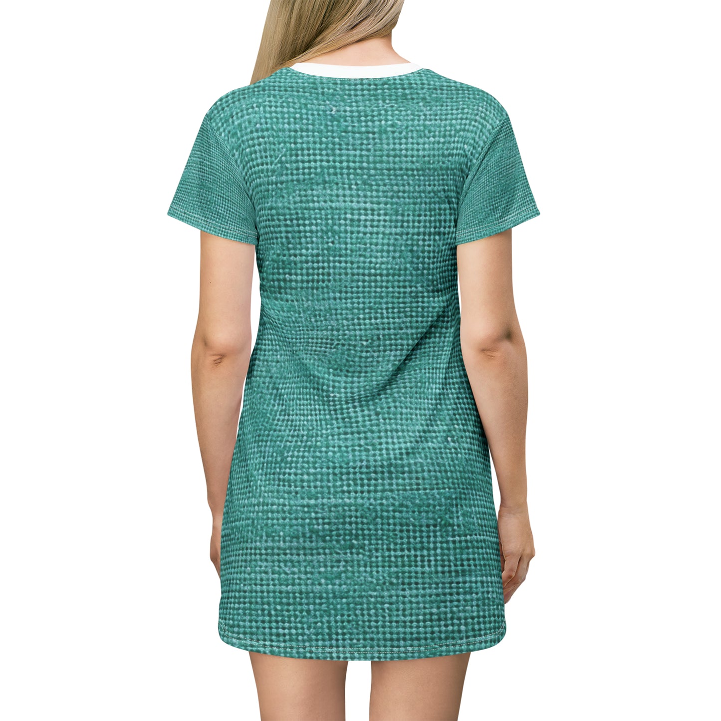 Quality Mint Turquoise Denim Fabric Deisgn, Stylish Material - T-Shirt Dress (AOP)