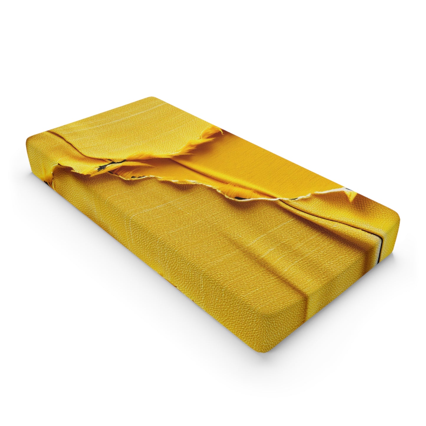 Banana Yellow Lemon: Bold Distressed, Denim-Inspired Fabric - Baby Changing Pad Cover