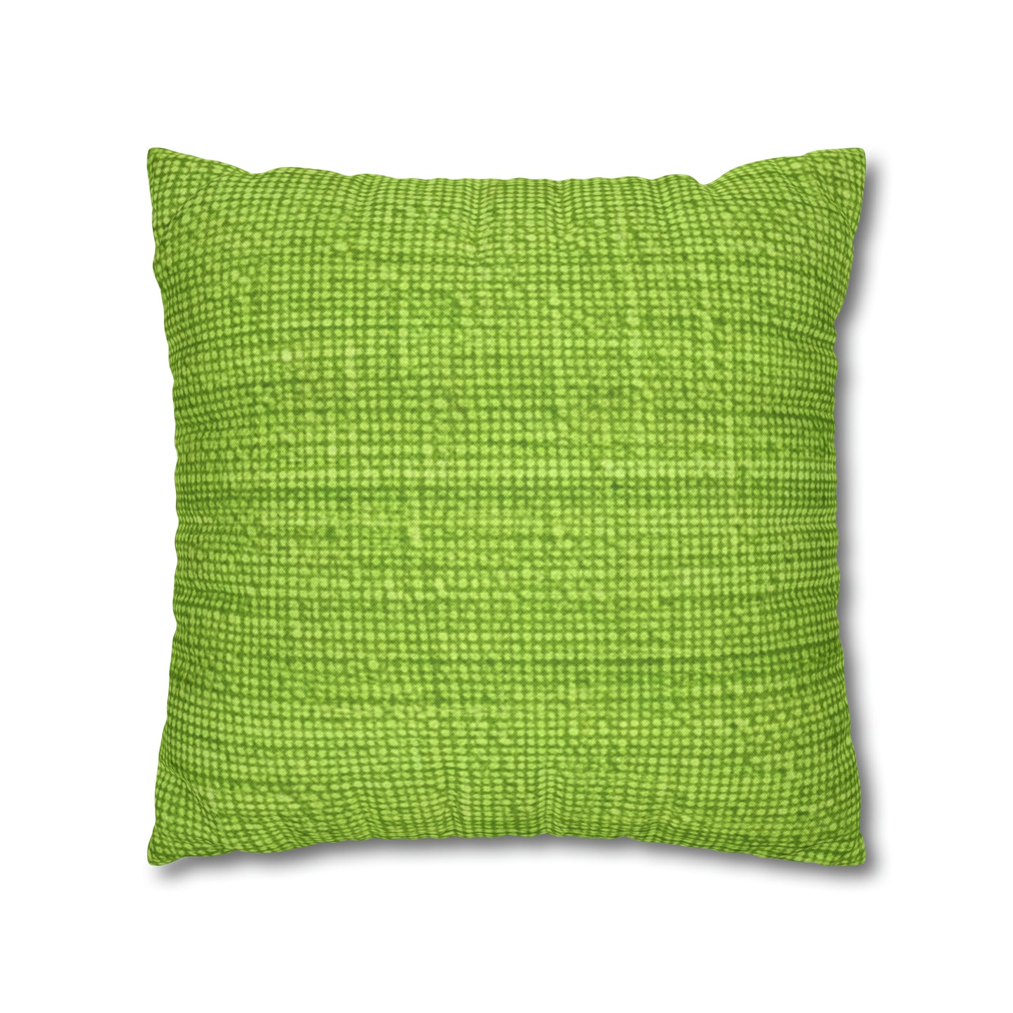 Lush Grass Neon Green: estilo de tela primaveral inspirado en la mezclilla - Funda de almohada cuadrada de poliéster hilado