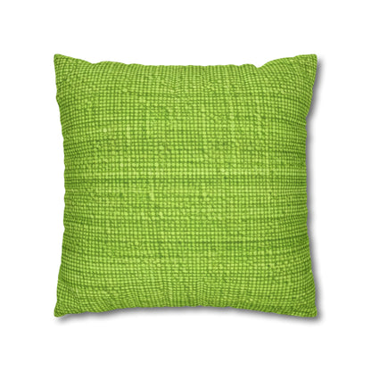 Lush Grass Neon Green: estilo de tela primaveral inspirado en la mezclilla - Funda de almohada cuadrada de poliéster hilado