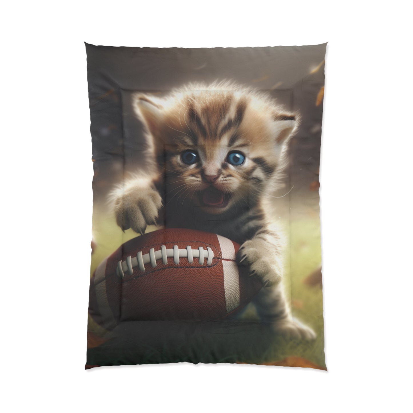 Football Kitten Touchdown: Tabby's Winning Play Sport Game - Bed Comforter