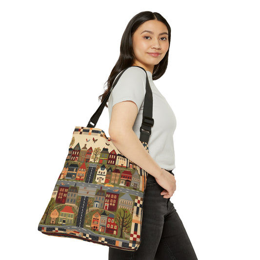Home Town Quilt Design - Adjustable Tote Bag (AOP)