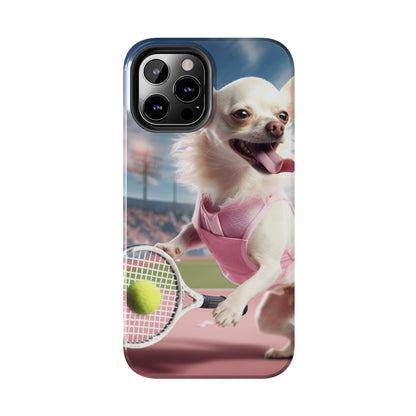 Chihuahua Tennis Ace: Dog Pink Outfit, Court Atheletic Sport Game - Tough Phone Cases