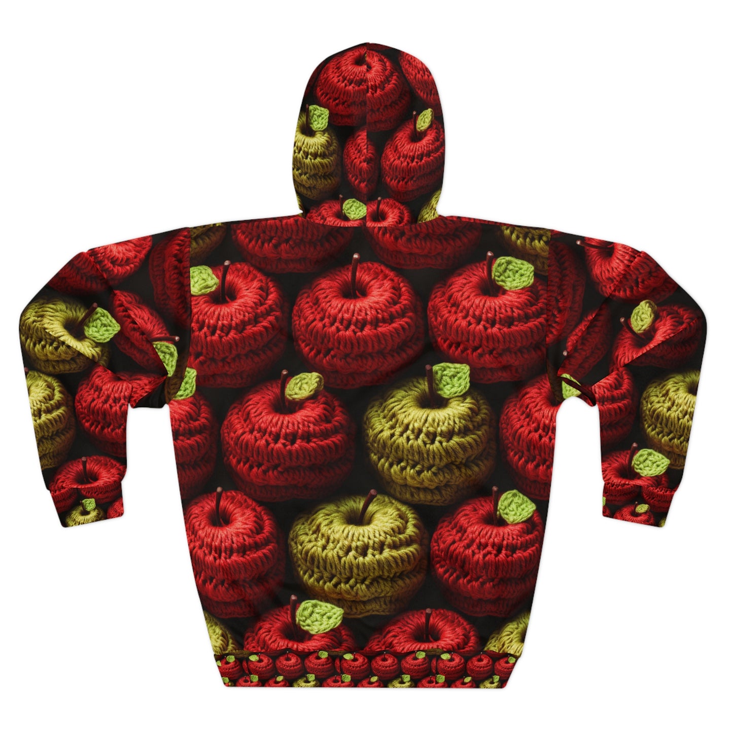 Crochet Apple Amigurumi - Big American Red Apples - Healthy Fruit Snack Design - Unisex Pullover Hoodie (AOP)