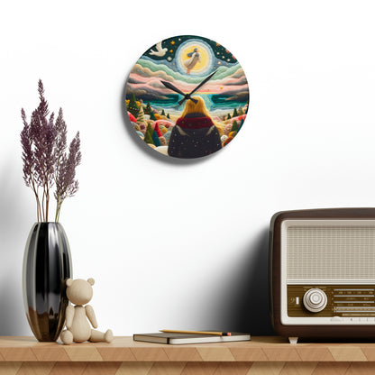 Felt Art angel Spirit In The Sky Design Acrylic Wall Clock