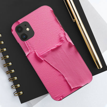 Distressed Neon Pink: Edgy, Ripped Denim-Inspired Doll Fabric - Tough Phone Cases