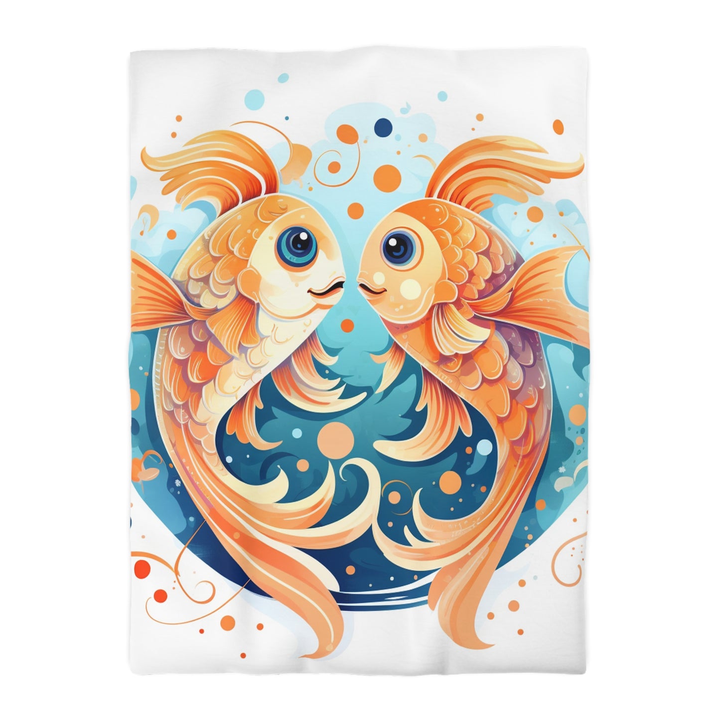 Charming Cartoon Fish Pisces - Dreamy Zodiac Illustration - Microfiber Duvet Cover