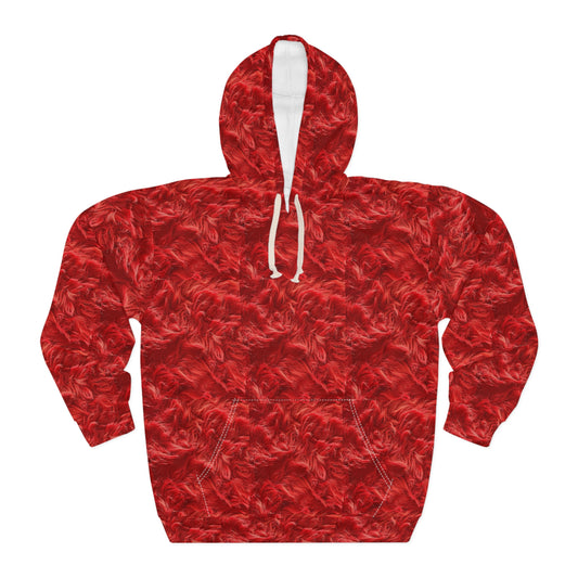 Fuzzy Infinity Hoodie Red, Stylish Gift, Unisex Pullover Hoodie (AOP)