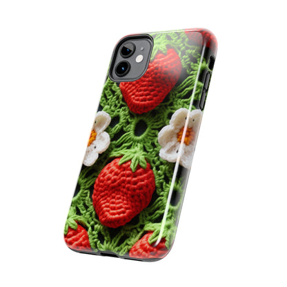 Strawberry Field Crochet - Forever Forest Greens - Fruit Berry Harvest Crop - Tough Phone Cases