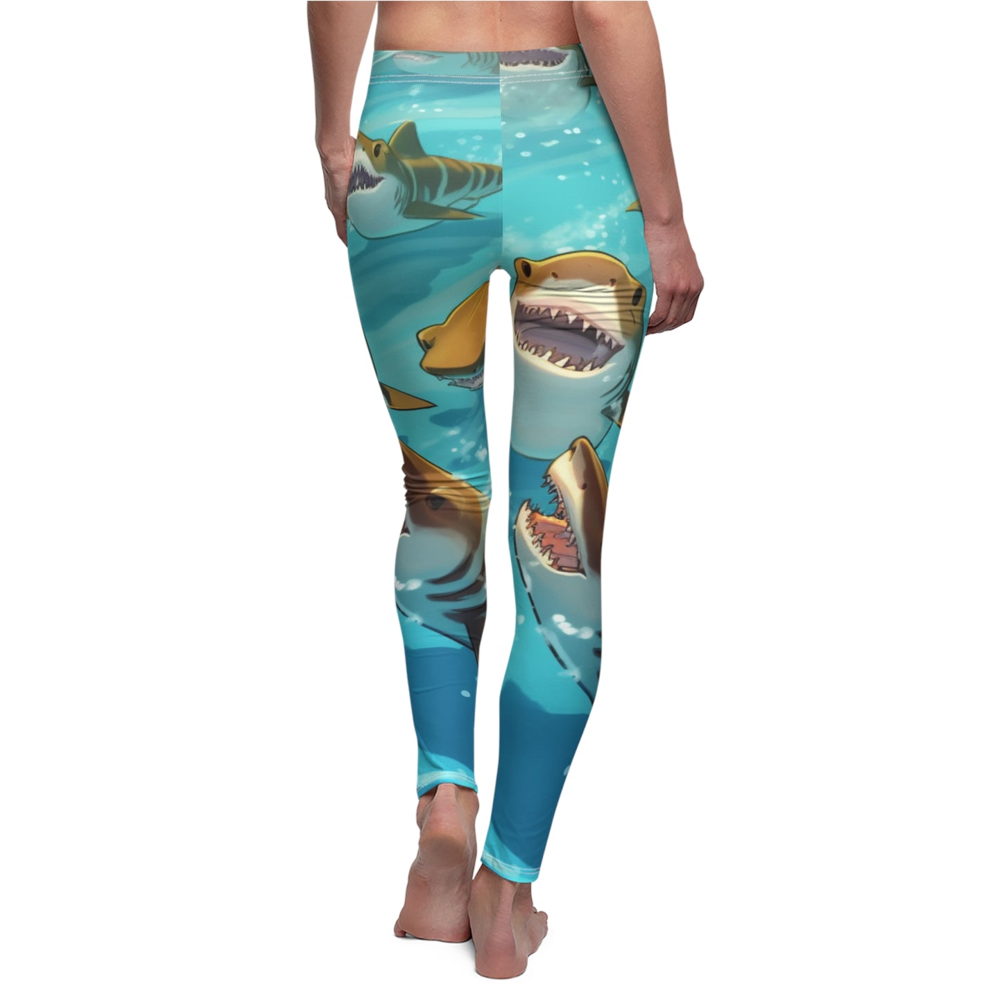 Tiger Shark: Ocean Marine Wildlife - Underwater - Women's Cut & Sew Casual Leggings (AOP)