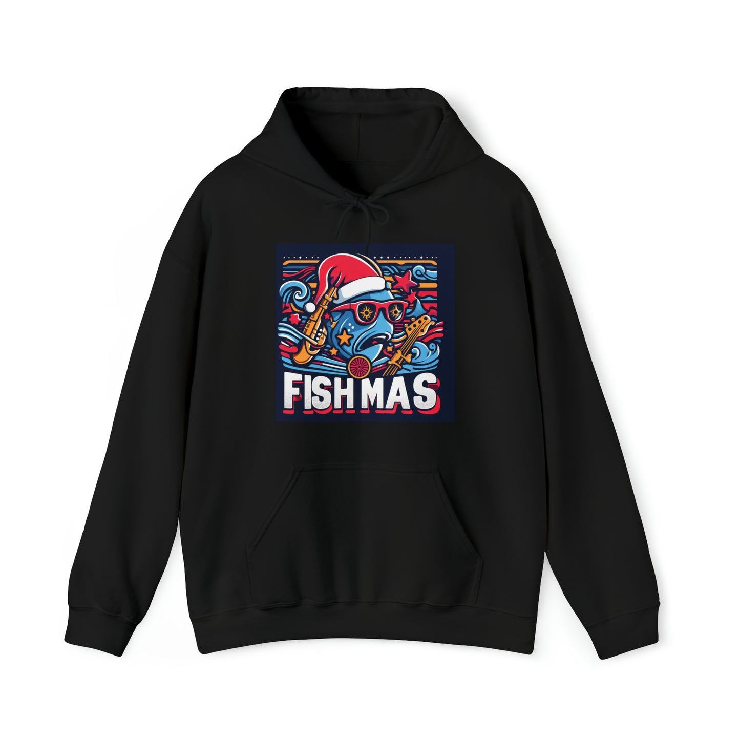 Funky Fishmas Christmas Festivity - Extravagancia de pesca navideña - Sudadera con capucha unisex Heavy Blend™