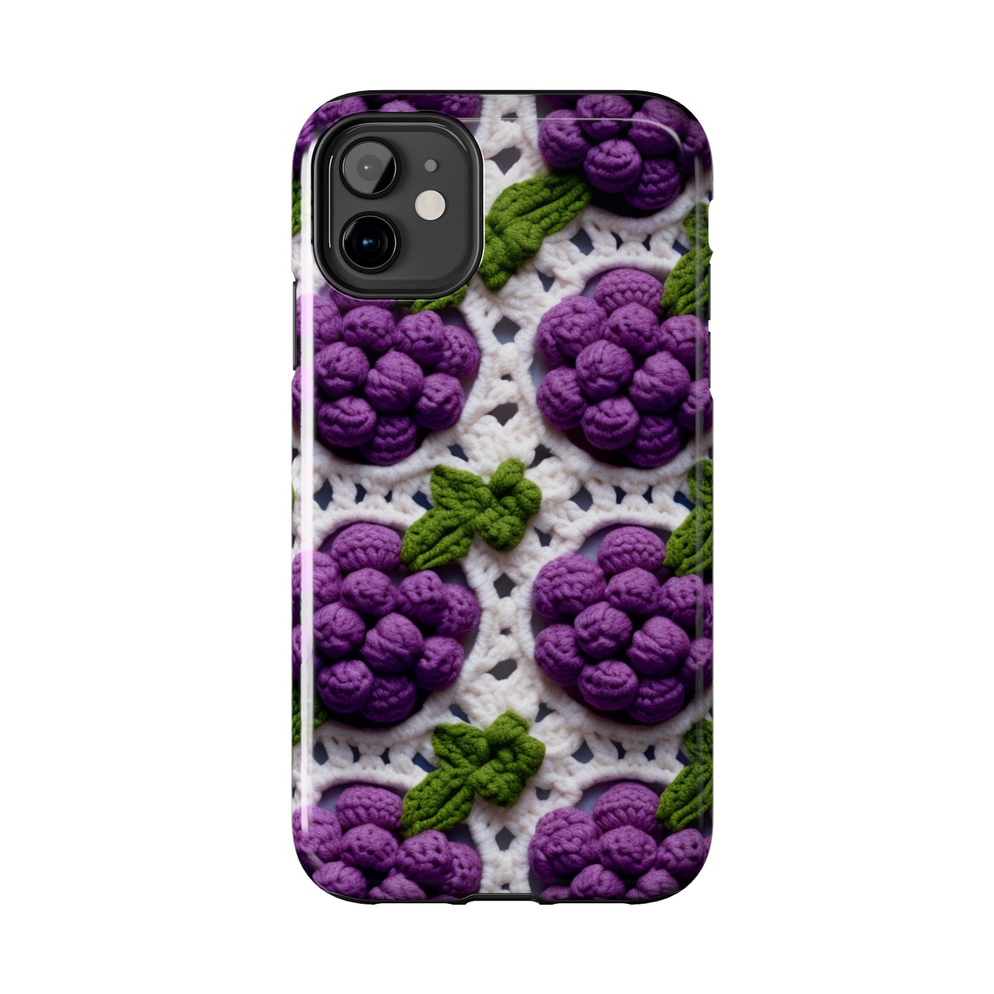 Crochet Grapes Pattern - Granny Square Design - Fresh Fruit Pick - Orchard Purple Snack Food - Tough Phone Cases