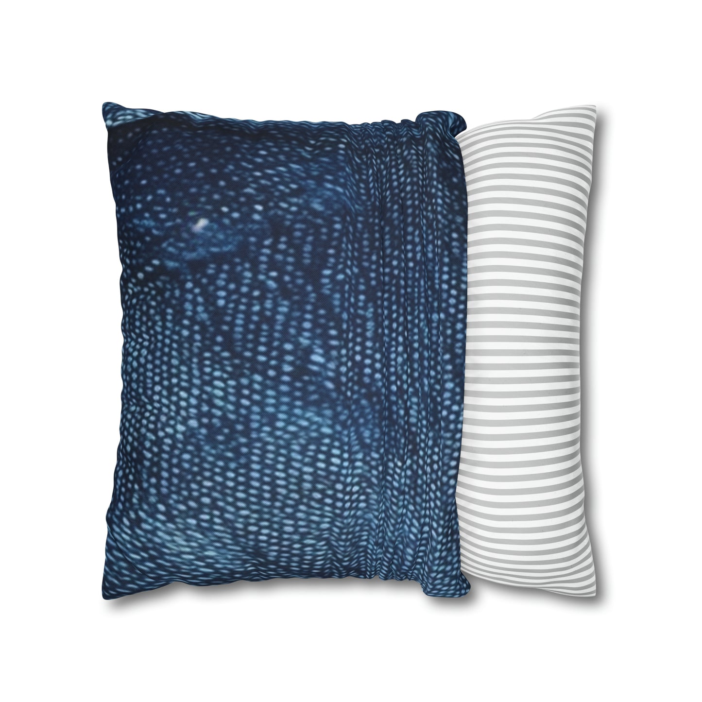 Dark Blue: Distressed Denim-Inspired Fabric Design - Spun Polyester Square Pillow Case