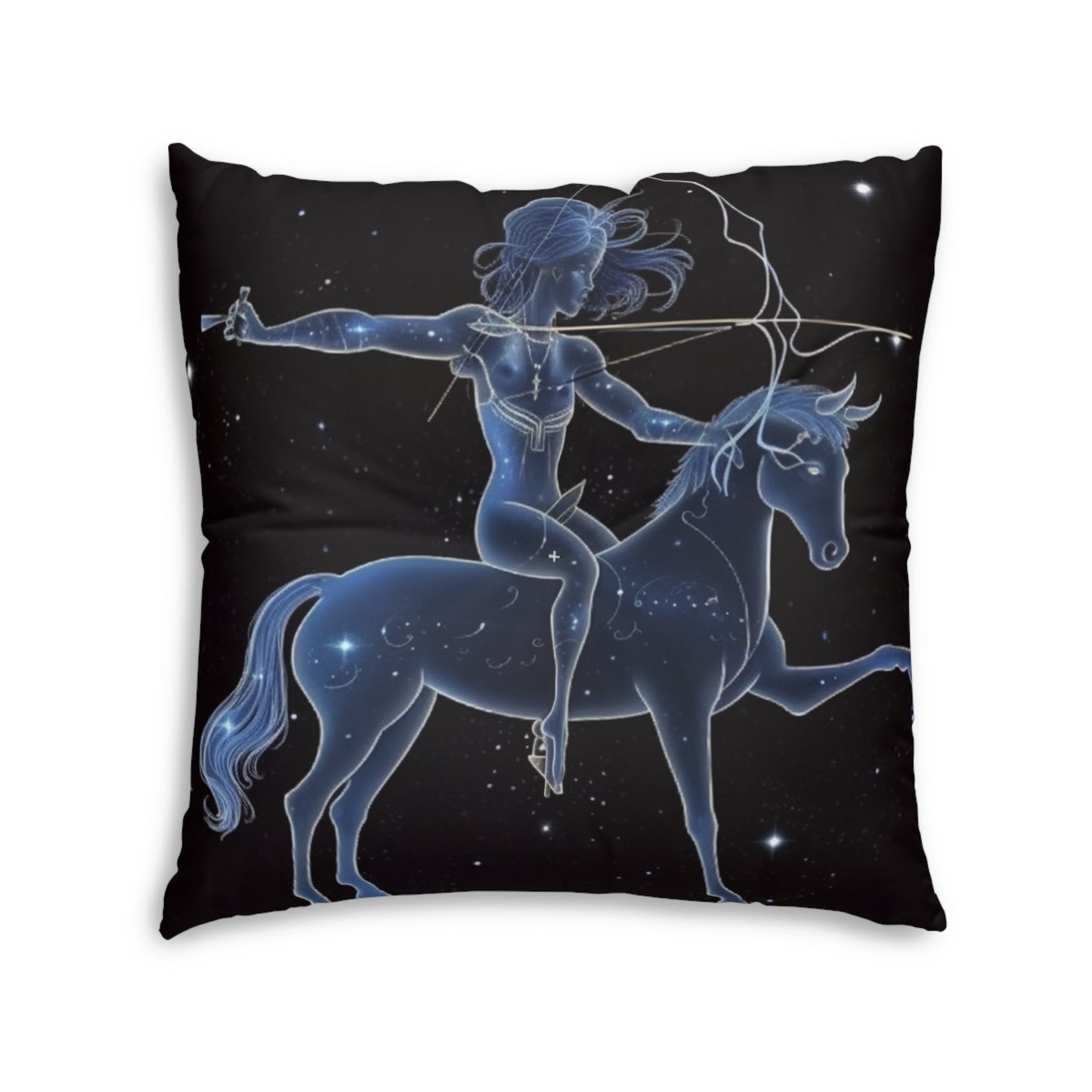 Sagittarius Zodiac in Starlit Universe - Fluorescent Colors - Tufted Floor Pillow, Square