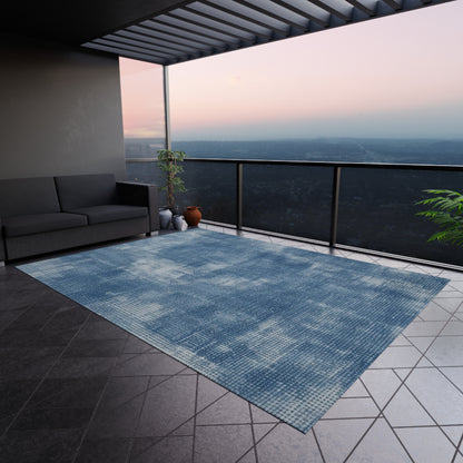 Faded Blue Washed-Out: Denim-Inspired, Style Fabric - Outdoor Rug