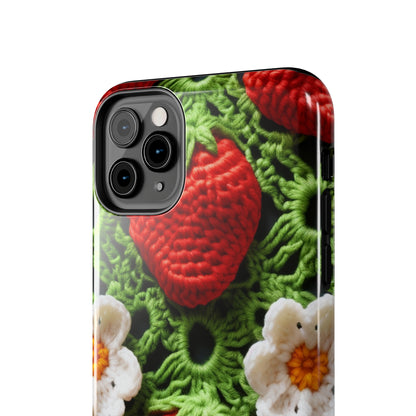 Strawberry Field Crochet - Forever Forest Greens - Fruit Berry Harvest Crop - Tough Phone Cases