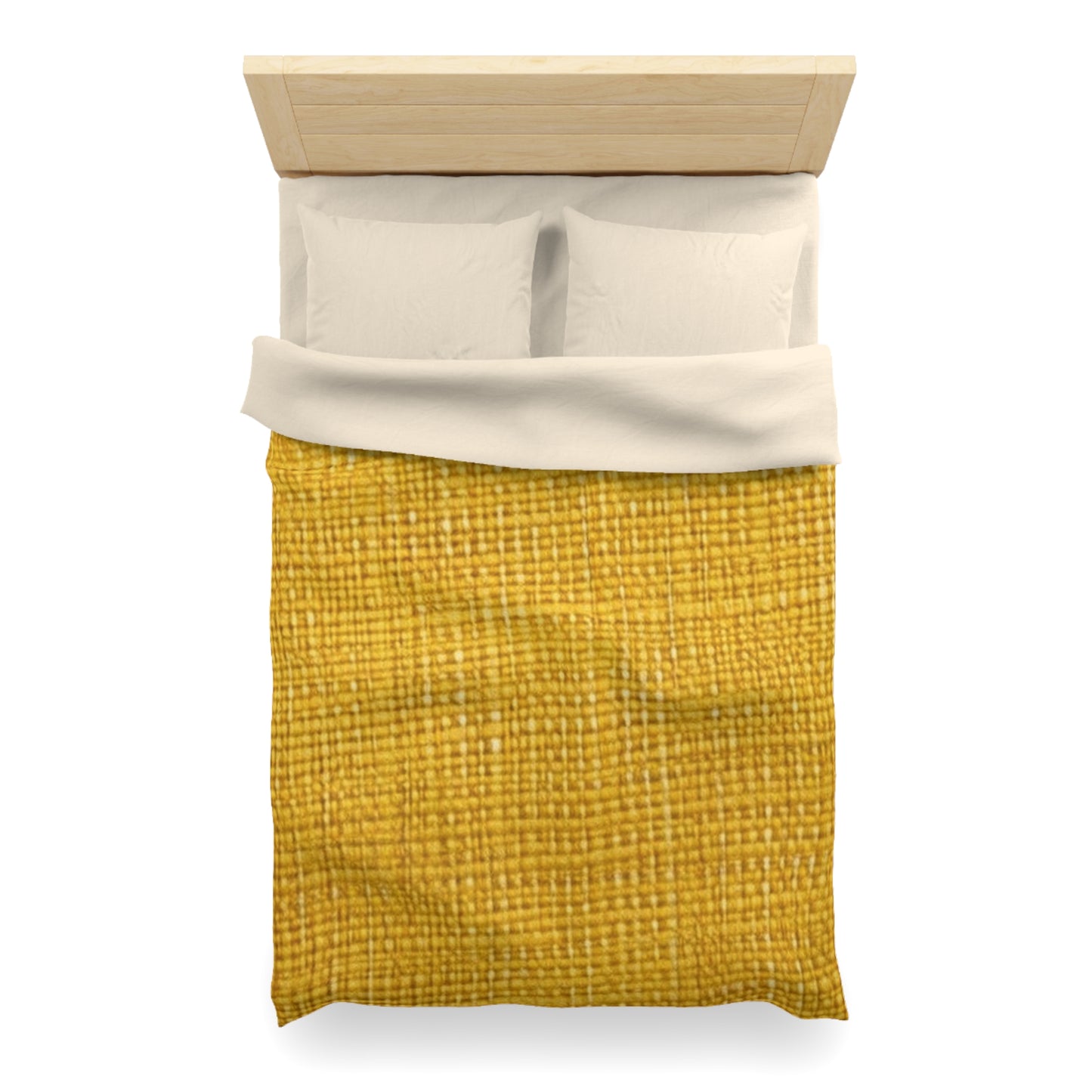 Radiant Sunny Yellow: Denim-Inspired Summer Fabric - Microfiber Duvet Cover