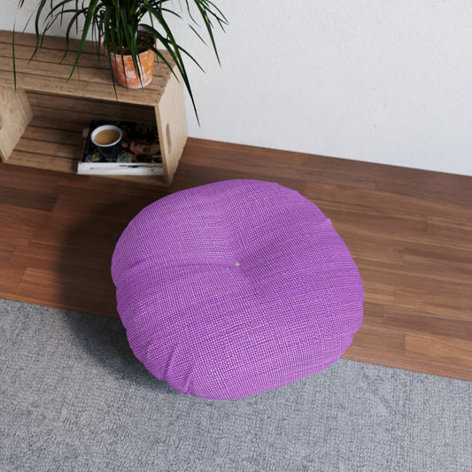Hyper Iris Orchid Red: Denim-Inspired, Bold Style - Tufted Floor Pillow, Round