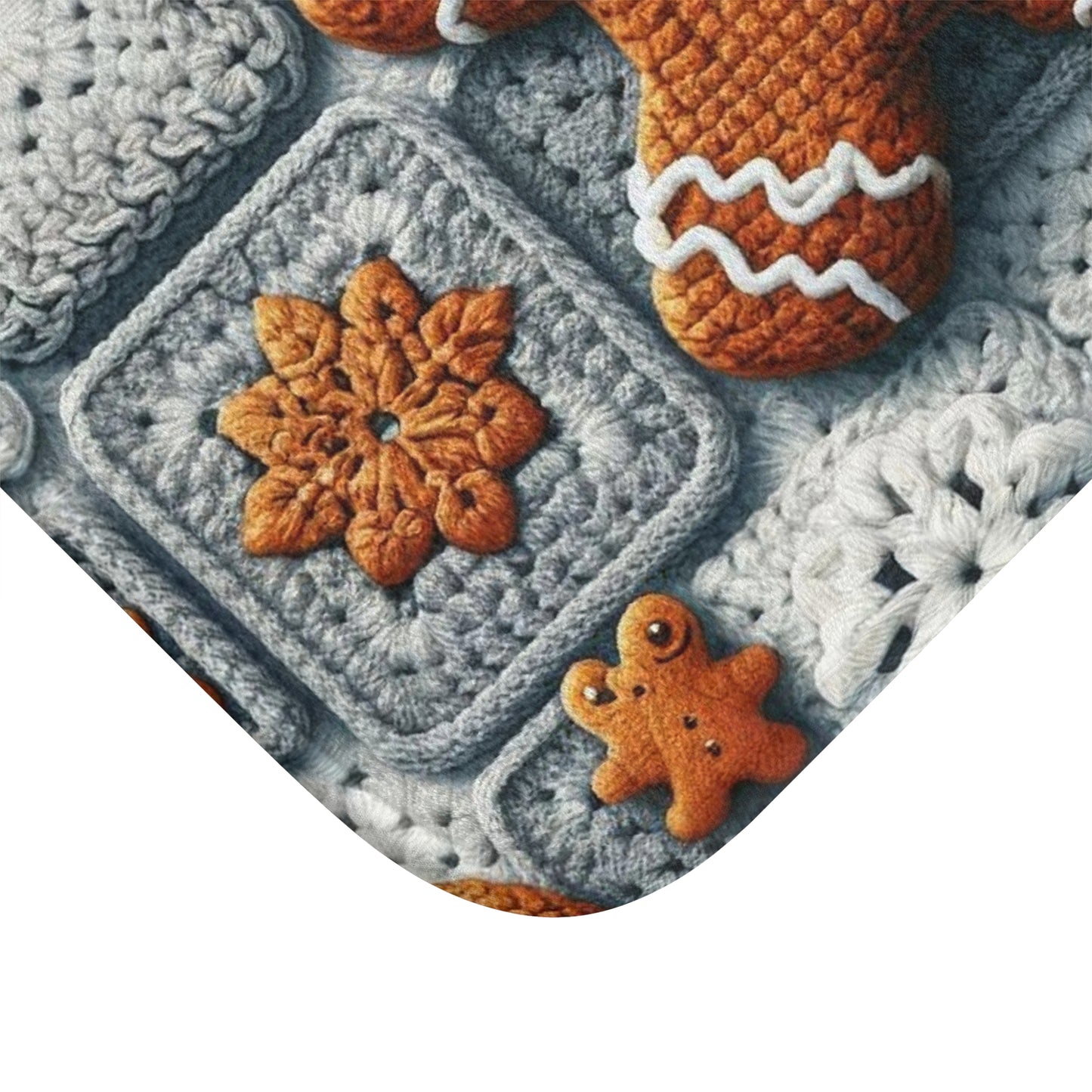 Festive Gingerbread Charm: Christmas Crochet Amigurumi with Granny Squares and Snowflake Accents - Bath Mat