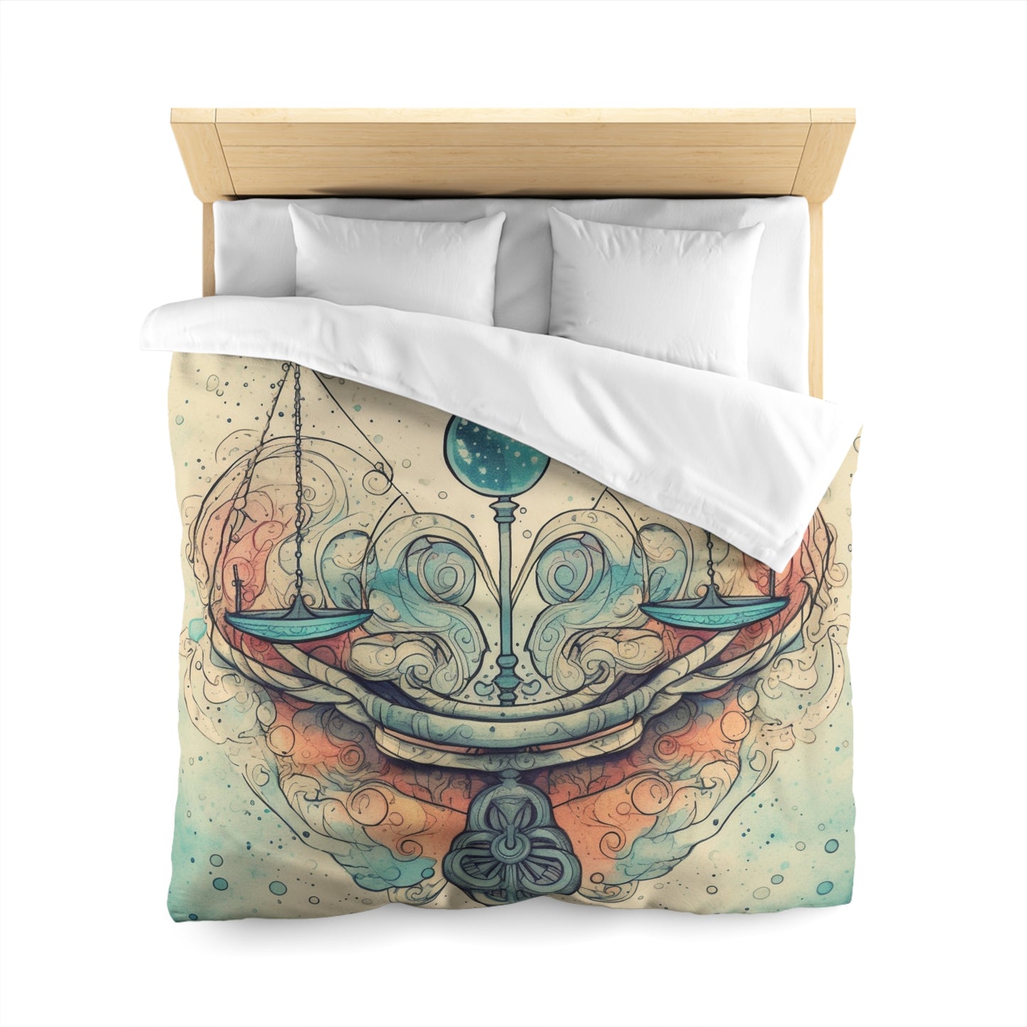 Libra Zodiac - Astrology Sign Street Art Equilibrium in Pastels - Microfiber Duvet Cover