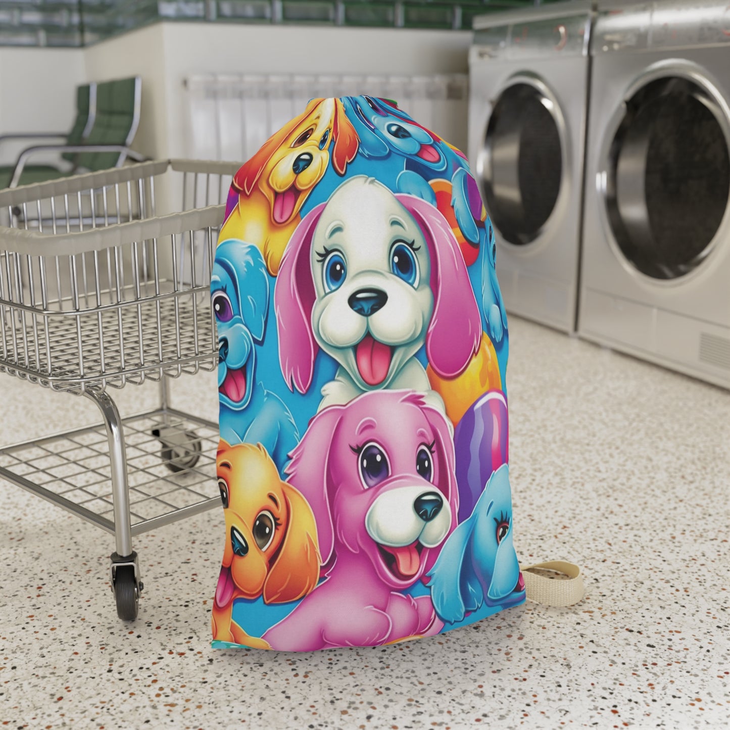 Happy Puppy & Dog Design - Vivid and Eye-Catching - Laundry Bag